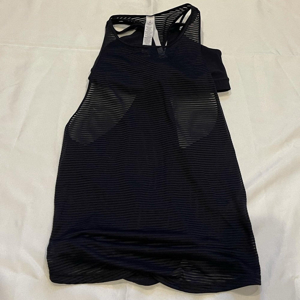 LULULEMON  SHEER STRIPED TANK BUILT IN SPORTS BRA